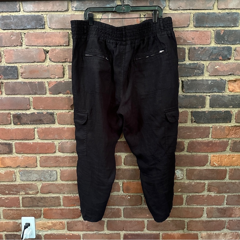 WRAP London black zip ankle linen cargo pants - Picture 4 of 6